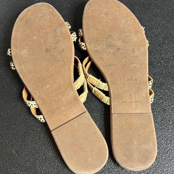 J. Crew Tan and Black Women's Sandals Leopard Animal Print Strappy 8 1/2 - Picture 5 of 8